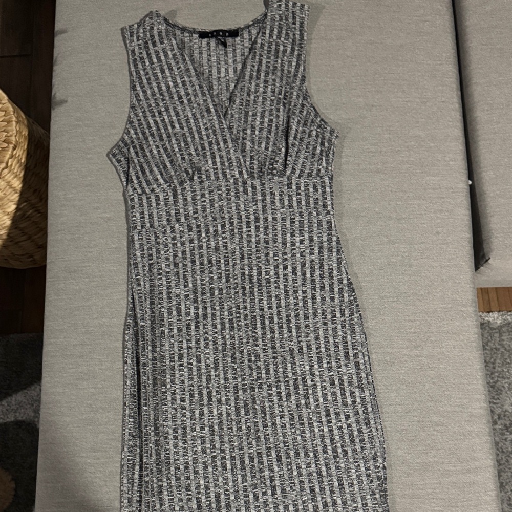 Snap Gray Textured Midi Dress